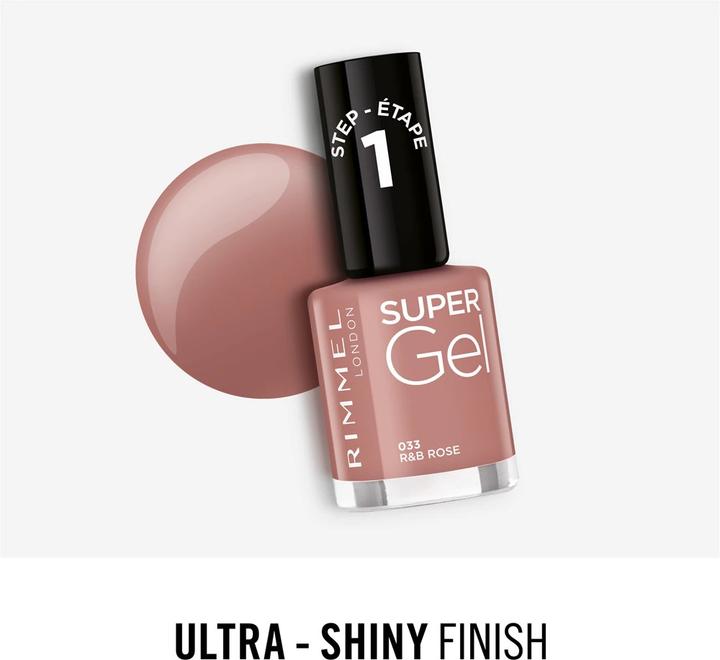 Actual product image Rimmel London RIMMEL Super Gel Nail Polish No. 033 R&B Rose 12ml (B rose, R&amp, Gel-Effect Nail Polish)