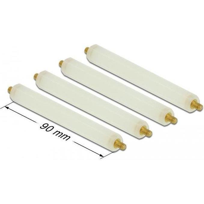 Thumbnail - Delock Abstandshalter M4 x M4, Sechskant, Aussen / Aussen, 90 mm natur 4 Stück, Elektronikkabel + Stecker, Beige