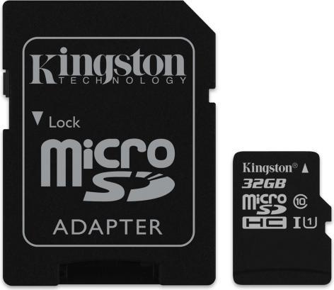 Kingston microSDHC con adattatore (32 GB, microSDHC, UHS-I)