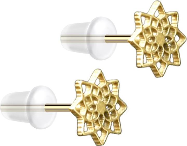 Image du produit Star Piercing Ohrstecker vergoldet Lotusblume von oben (sans laiton, Acier chirurgical 316L)