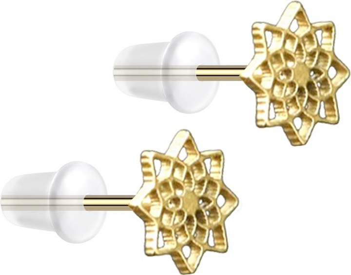 Produktbild Star Piercing Ohrstecker vergoldet Lotusblume von oben (Chirurgenstahl 316L, ohne Messing)