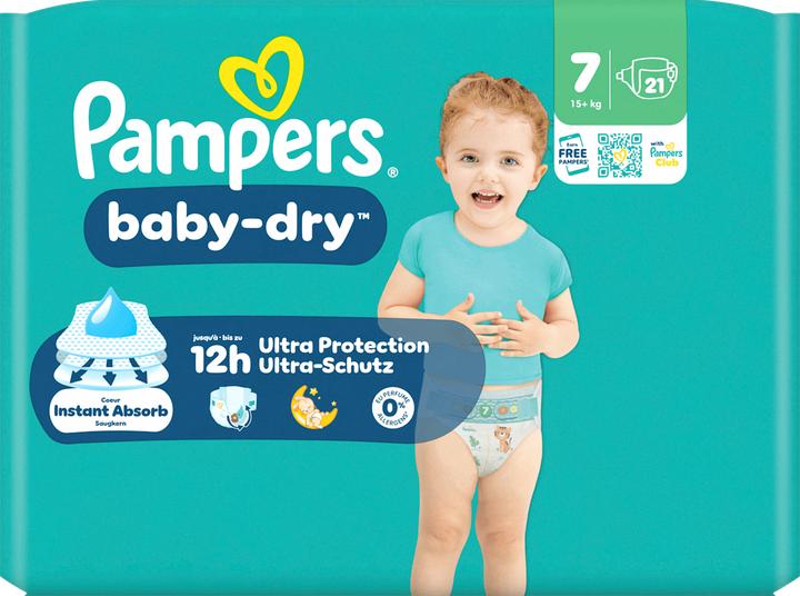 Productafbeelding Pampers Baby Dry Gr.7 Extra Large 15+kg Windeln Single Pack 21 Stück (Maat 7, 21 Pcs.)