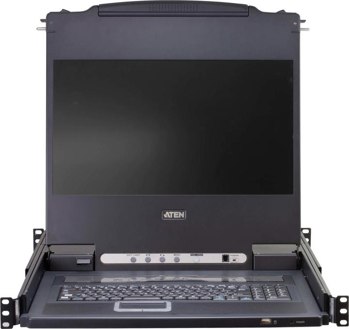 Actual product image Aten CL5708MW FR KVM switch 8-port 17.3" LCD SingleRail (PS/2-USB VGA) FR layout