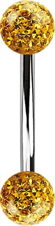 Produktbild Star Piercing Banane silber mit zwei Kristall Kugeln topaz Epoxy Schutzschicht (ohne Messing, Chirurgenstahl 316L)