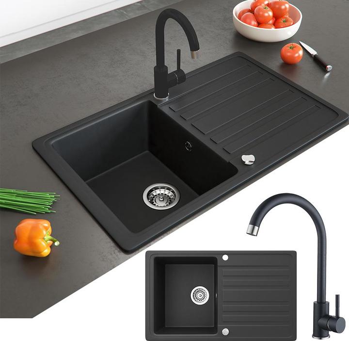 Actual product image Bergström with black fitting (Fitted sink, 46 cm, 76.50 cm)