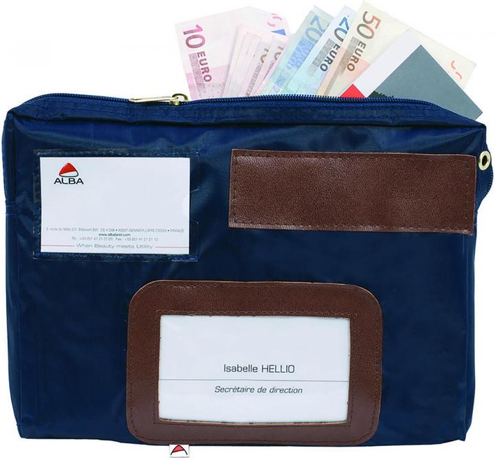 Actual product image Alba Bank bag "POCAIS" with stretch pleat, made of nylon, blue zip, return address window, dimensions: (1 x)