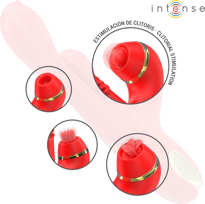 Produktbild Intense - Katy Multifunktions-Klitoris-Stimulator 4 Austauschbare Kã–Pfe Rot