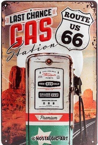 Nostalgic-Art Merchandising Blechschild. US Highways / Route 66 Gas Station