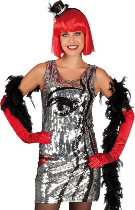 slim fit dress slacks Queen of Sparkles Black & Rainbow Sequin Feather Dress S main image 0