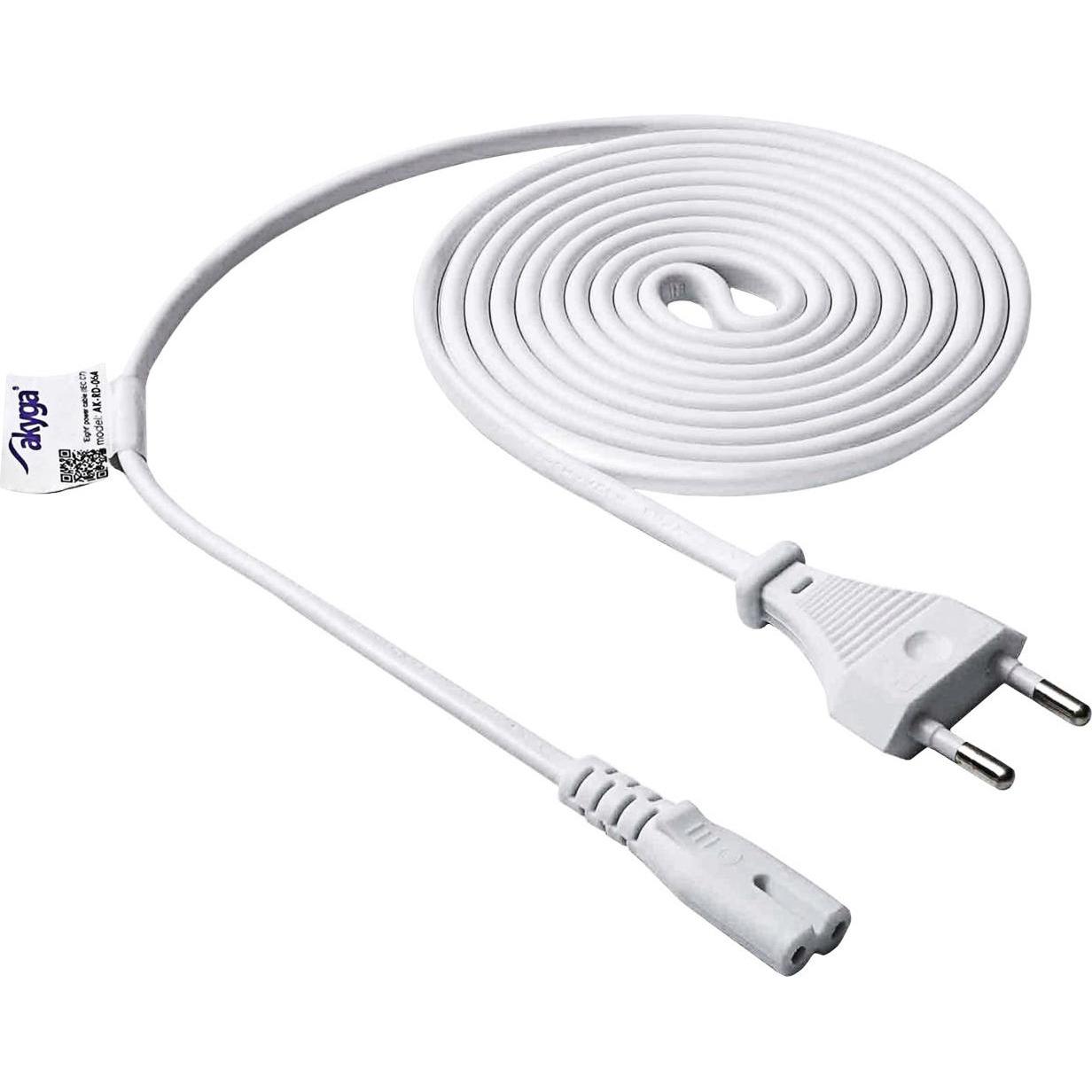 Thumbnail - Akyga Strom Adapterkabel (1x Euro-Stecker - 1x Kleingeräte-Buchse C7) 1.50 m Wei (1.50 m), Stromkabel