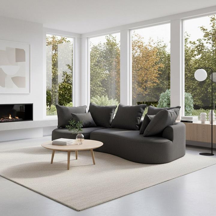 Produktbild Juskys Sofa Tirano mit Ottomane links - Samt Dunkelgrau (2-Sitzer)