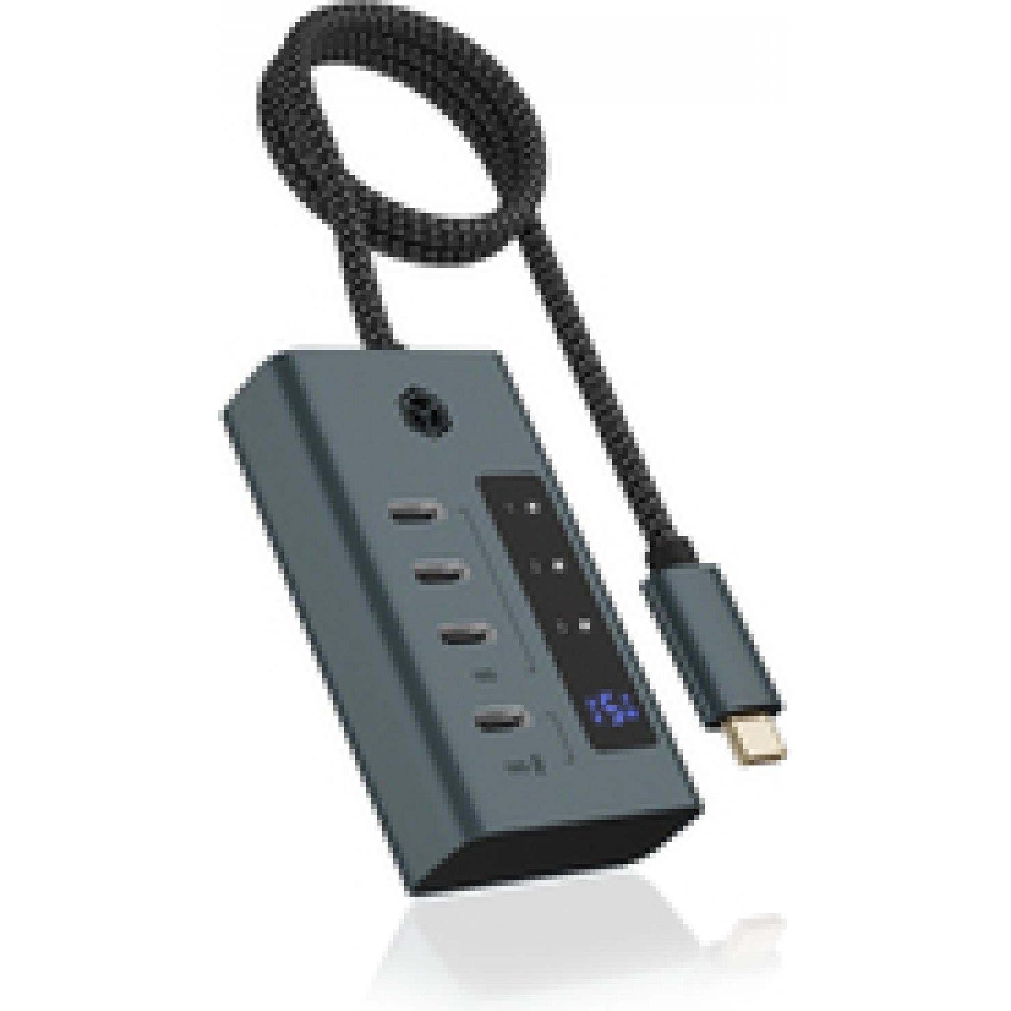 Icy Box IB-HUB1454-C31 (USB-C, 4 Ports), Dockingstation + USB Hub, Grau, Blau