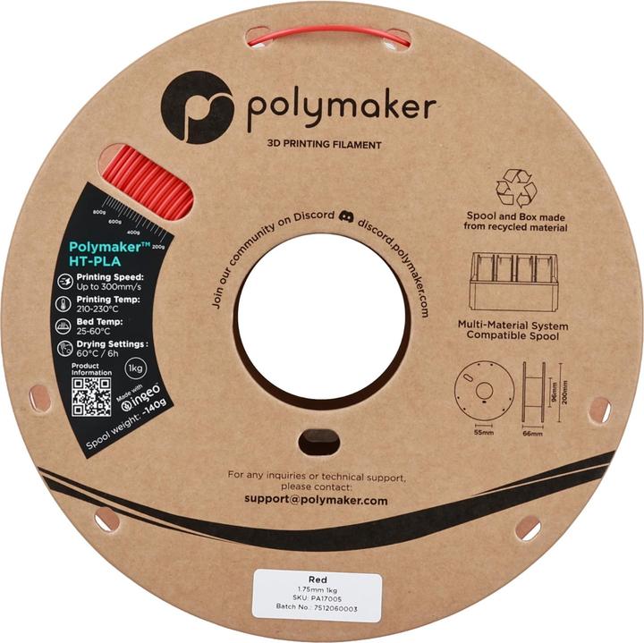 Produktbild Polymaker HT-PLA (PLA, 1.75 mm, 1000 g, Rot)