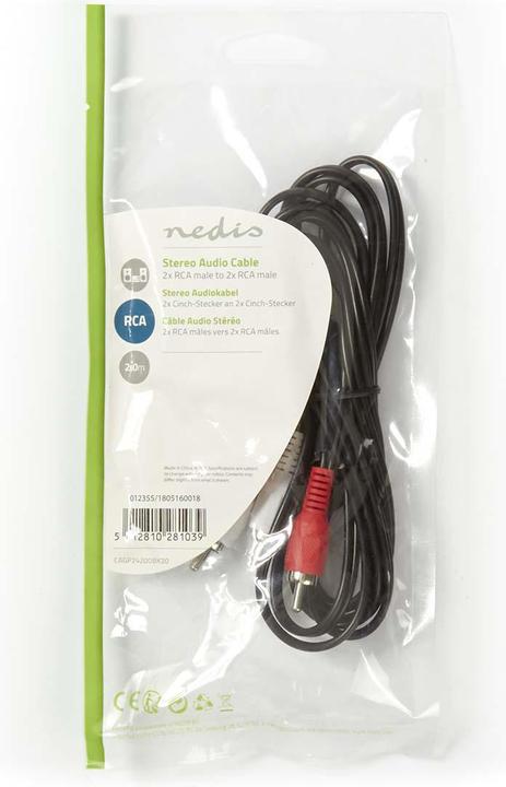 Produktbild Nedis Audiokabel Stereo 2x Cinch-Stecker (2 m)
