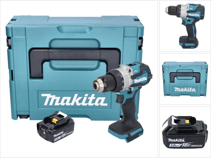 Actual product image Makita DDF 489 F1J Cordless drill driver 18 V 73 Nm brushless + 1x rechargeable battery 3.0 Ah + Makpac - (Rechargeable battery operated)