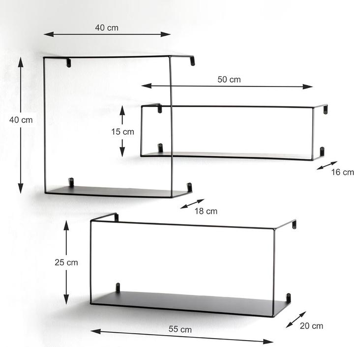 Actual product image HAKU Möbel Wall shelf set of 3 (55 x 20 x 25 cm)
