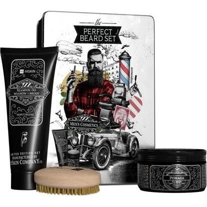 Hiskin, Cura barba, SET Il Set Barba Perfetta szczotka do brody + pomada do stylizacji 100ml + nawilżający szampo