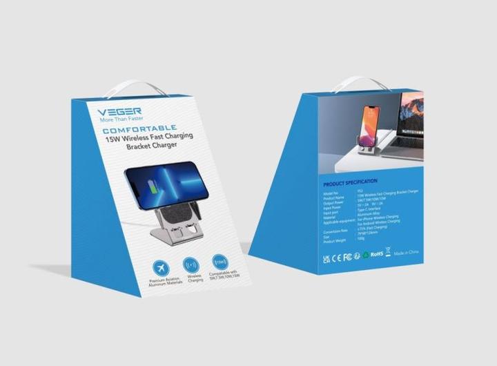 Immagine prodotto Veger Dock station wireless charger Qi 15W Y53 grey (15 W)