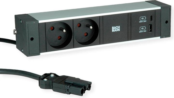 Produktbild Bachmann DESK RAIL 2xUTE 1x USB A&C 22W (2 x, CEE 7/5, CEE 7/3, 2 m)