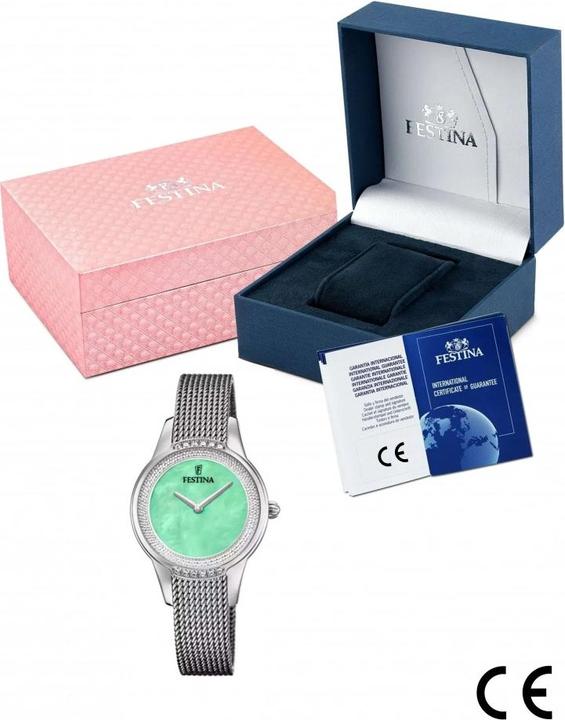 Actual product image Festina MADEMOISELLE WATCH F20494/6 AQUAMARINE 316L STAINLESS STEEL STRAP, WOMEN (Analogue wristwatch, 30.20 mm)