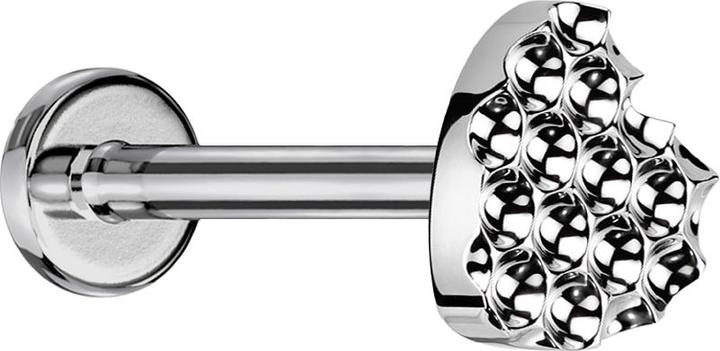 Actual product image Star Piercing Micro Labret internal thread silver dotted diamond cut heart silver (Titanium, without brass)