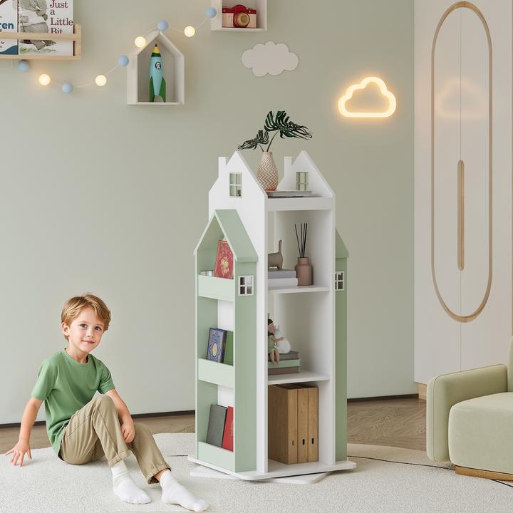 Immagine prodotto En.Casa Drehbares Kinderregal Vipsali 108x40x40 cm Mintgrün/Weiss