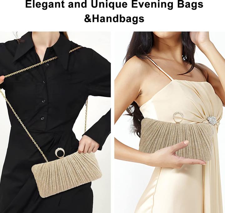 Produktbild Only-Bags.Store Kleine Abendtasche, Glitzerclutch, Geldbörse mit abnehmbarer Kette