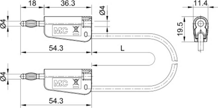 Actual product image Stäubli LK-4A-S10 Measuring cable ( - ) 75 cm Green 1 pc.
