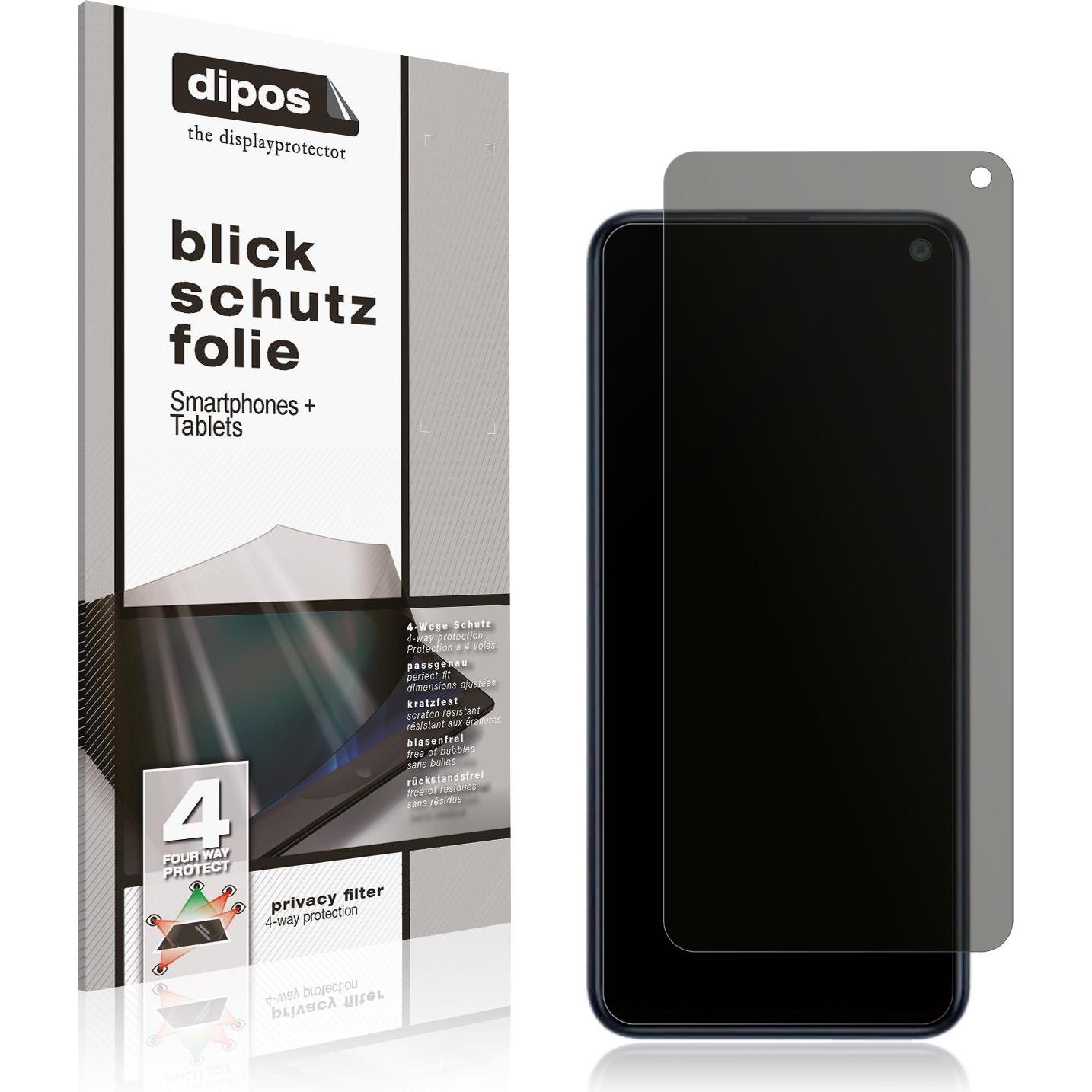 Dipos Blickschutzfolie 4-Way Privacy (1 Stück, Samsung Galaxy F52), Smartphone Schutzfolie, Transparent