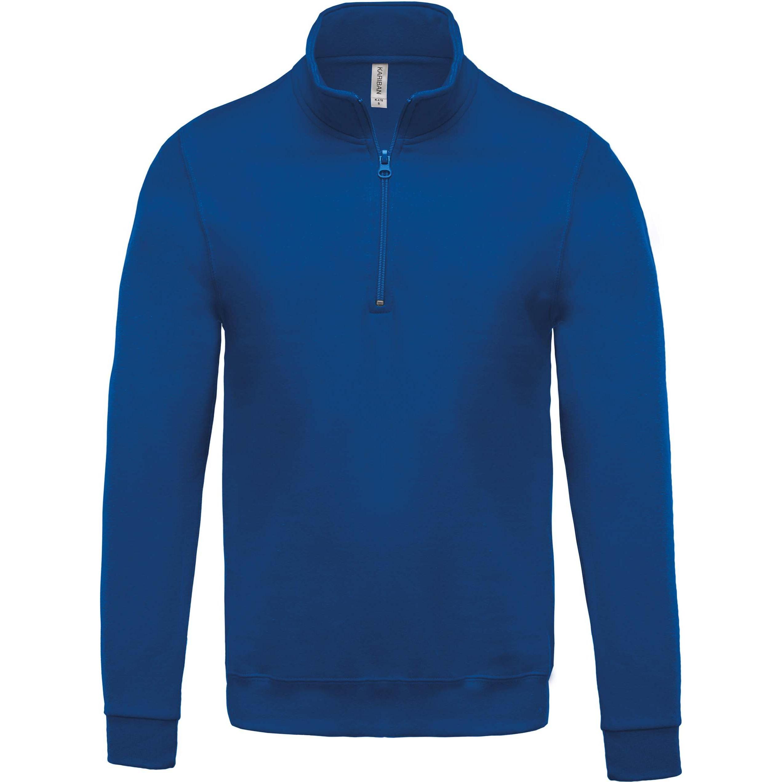 Kariban, Herren, Pullover, Col Zippé, Blau, (XXL)