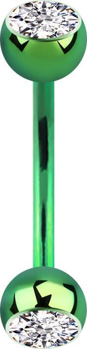 Immagine prodotto Star Piercing Micro verde banana con due sfere e cristallo argento (senza ottone, Titanio)
