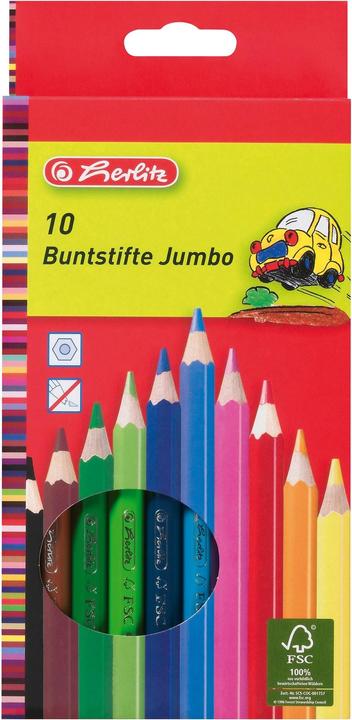 Herlitz Coloured pencils Jumbo box of 10 (Assorted colours, 10 x)