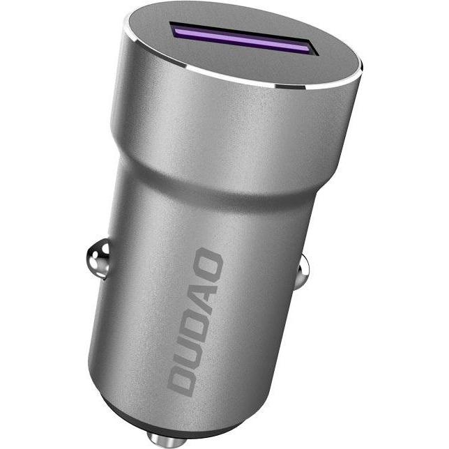 Dudao Caricatore USB veloce per accendisigari da auto 5 A 22,5 W Quick Charge 3.0 VOOC Grigio, Adattatore per auto, Grigio