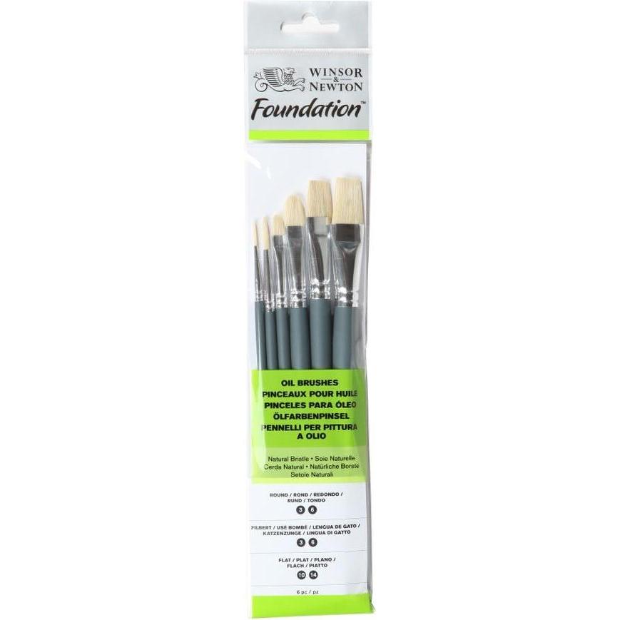 Winsor & Newton, Pinsel, W&N Foundation Oil Short Handle 6 Pack
