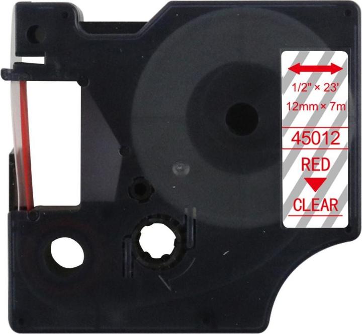 Immagine prodotto Hermex Alternatives Etikettenband zu Dymo D1 45012 Beschriftungsband (1.20 cm, Rosso, Trasparente)