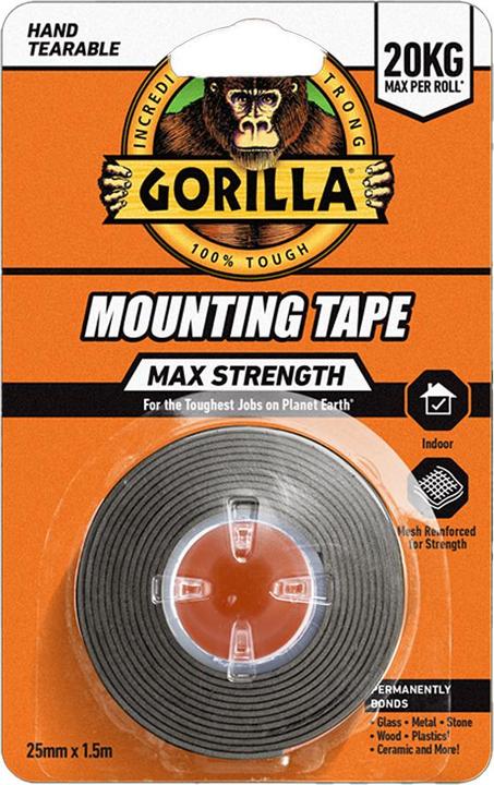 Gorilla Max Strength Klebeband Schwarz 25mm x 1.5m (25 mm)