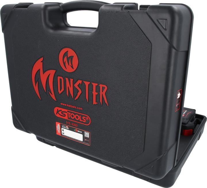 Produktbild KS Tools eMONSTER Brushless-Akku-Winkelschleifer-Satz, 4-tlg | 18 Volt, 2 Akkus und Ladegerät (125 mm)