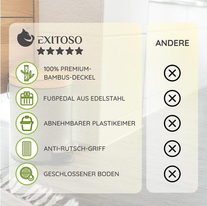 Immagine prodotto Exitoso Tretmülleimer mit Softclose-Deckel 5 l, Grau (5 l)