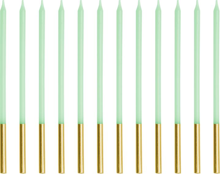 Kik Birthday candles - gold and light green (12 pcs.)