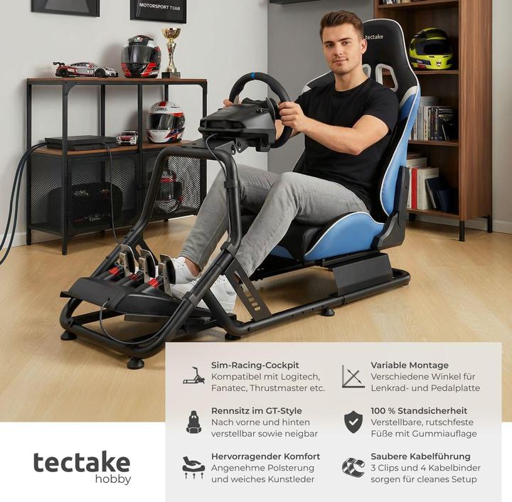 Image du produit tectake Fauteuil gaming Play, siège baquet, compatible avec de nombreuses consoles