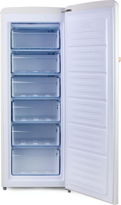 Produktbild Domo Retro mrazák - bílý s dekorací dřeva - DO91711R (Freistehend, 155 l)
