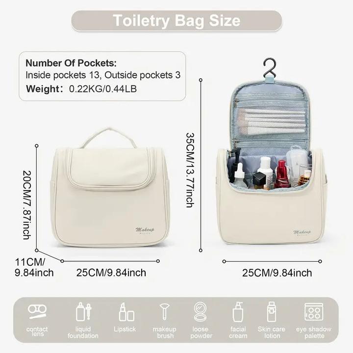 Actual product image Only-Bags.Store Casual Style grosse Kapazität Kosmetikkoffer, Nylon Kulturtasche mit mehreren Taschen, langlebig (9.80 l)