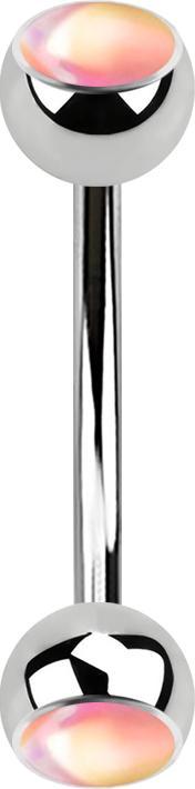 Immagine prodotto Star Piercing Micro banana argento con due sfere rosa iridescenti (senza ottone, Acciaio chirurgico 316L)