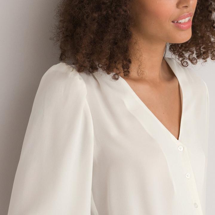 Actual product image La Redoute Collections Long-sleeved blouse with V-neckline (38)