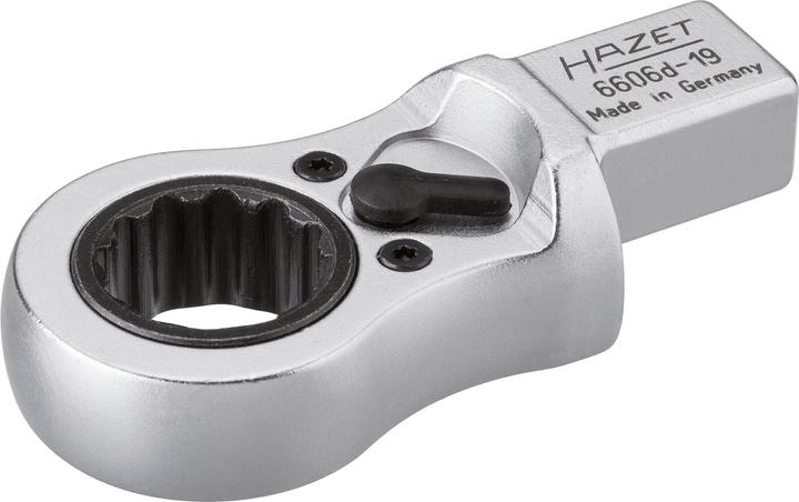 Produktbild HAZET Einsteck-Ratschen-Ringschlüssel 6606D-19 ∙ Einsteck-Vierkant 14 x 18 mm ∙ Aussen Doppel-Sechsk… (1/4")