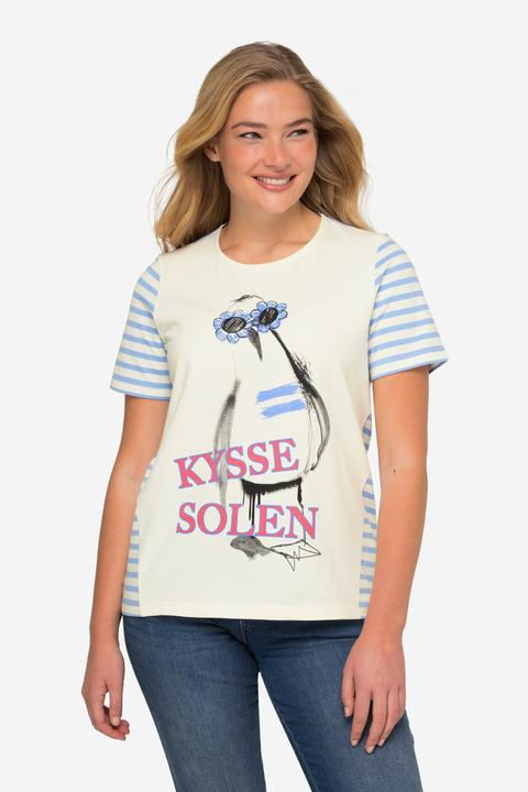 Immagine prodotto Laurasøn T-Shirt, Möve mit Schriftzug, geringelter Rücken, Halbarm (XL)