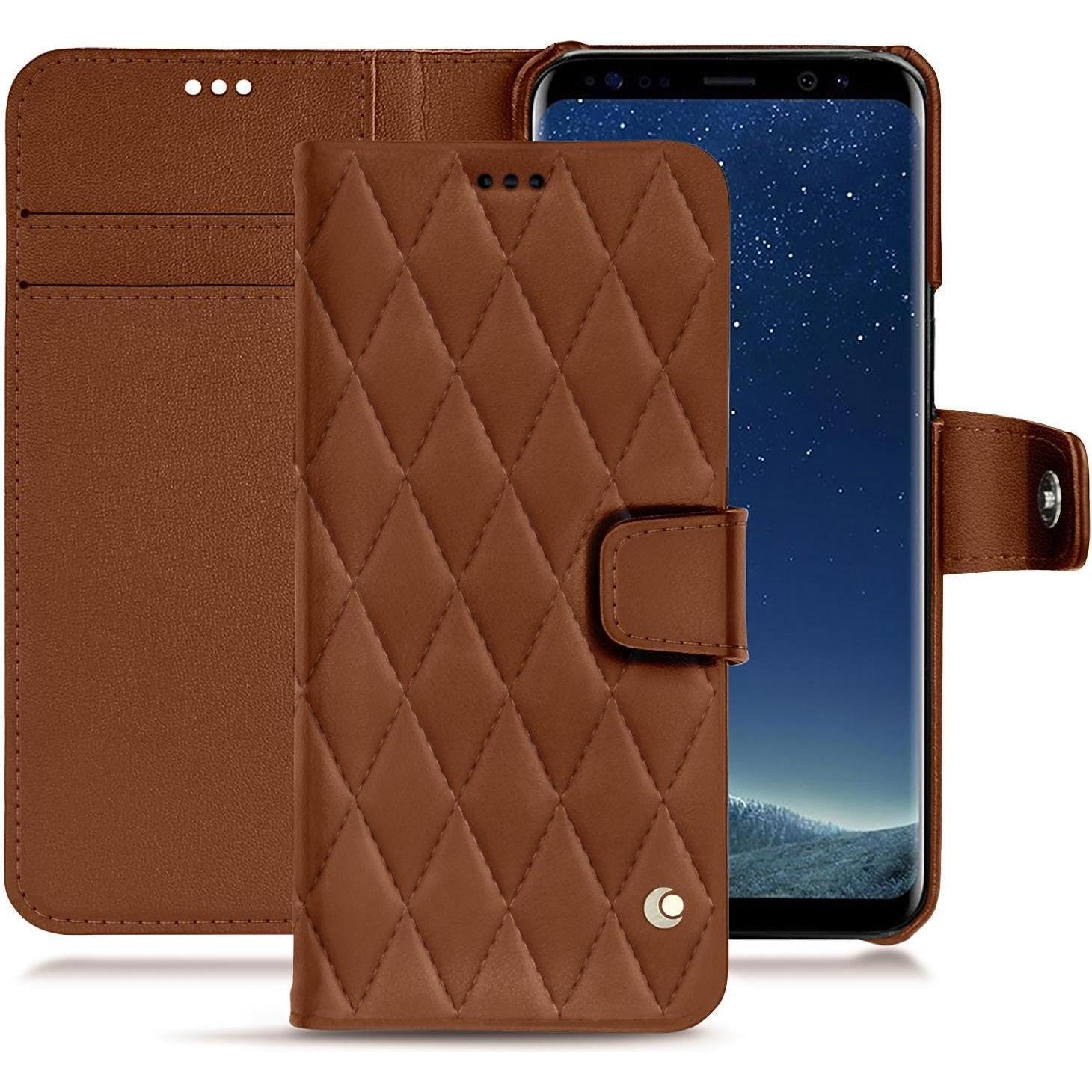 Noreve Lederschutzhülle Wallet (Samsung Galaxy S8), Smartphone Hülle, Braun