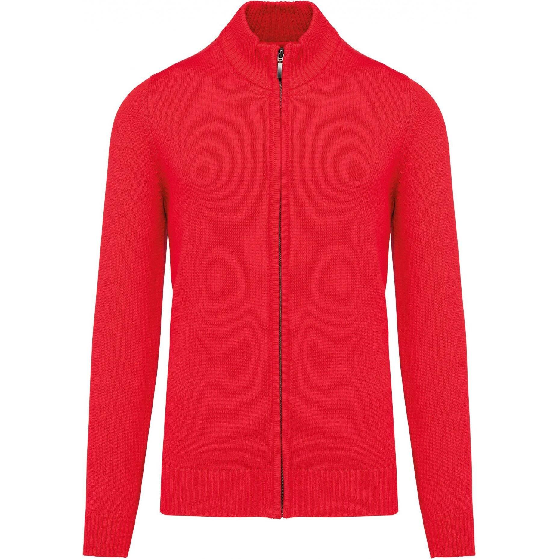 Kariban, Herren, Pullover, Strickjacke mit Reissverschluss, Rot, (S)