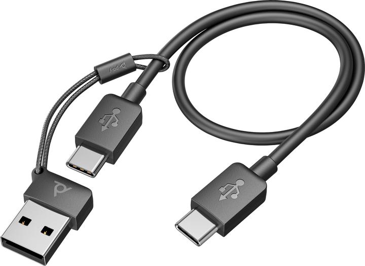 Produktbild Poly Voyager Focus 2 USB-C-C-Headset USB-C/A Adapter, Kundenspezial 1 (Kabelgebunden, Kabellos, USB-C)