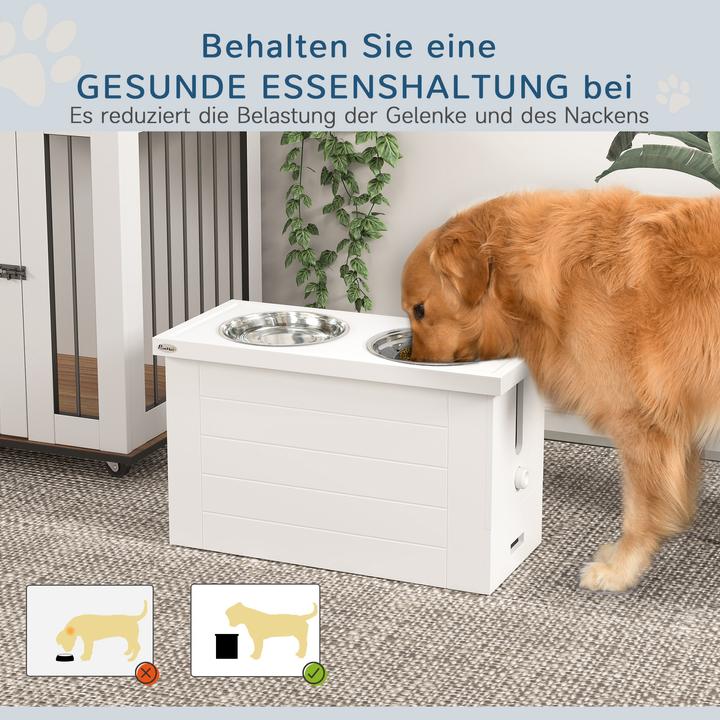 Produktbild PawHut Hundenapf MDF, Stahl Weiss (2 l)